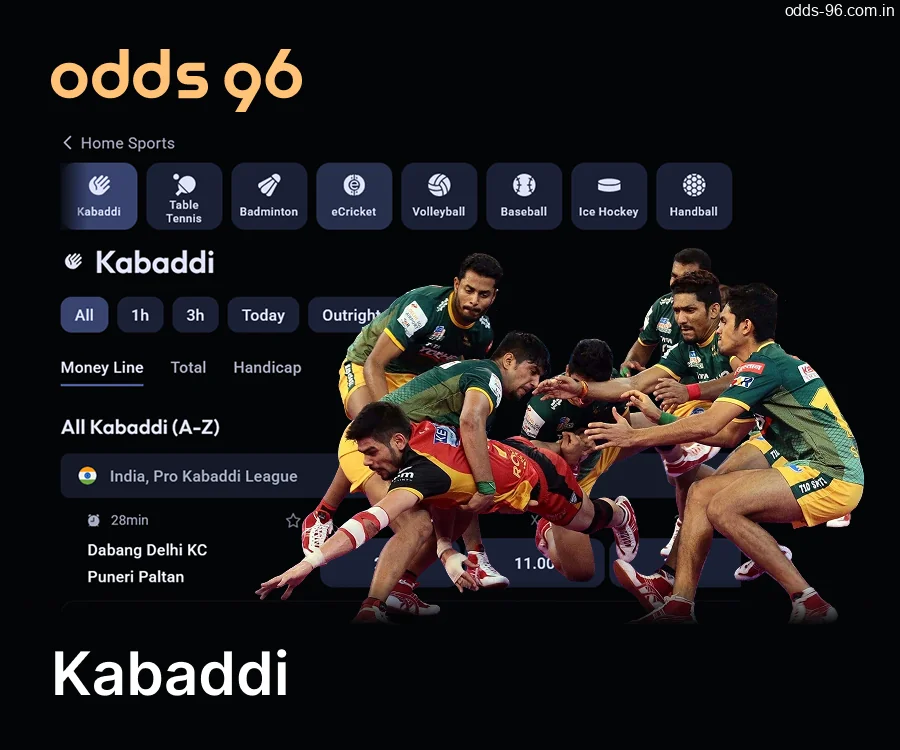 Betting on Kabaddi is available on the Odds96 website